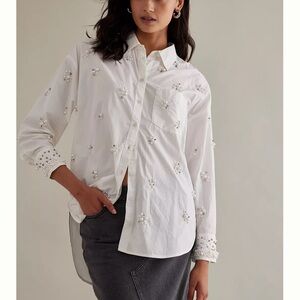 Maeve Ivory Pearl-Studded Blouse